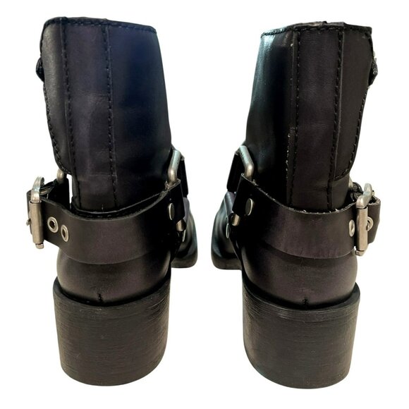 Ash Black Leather Texas Square Biker Boots Size 38 US 8 NEW - Picture 5 of 9
